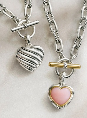 Shop David Yurman Jewelry – Iconic Designer Gifts Sterling silver cable accent toggle chain necklaces with heart pendant – designer Mother’s Day jewelry