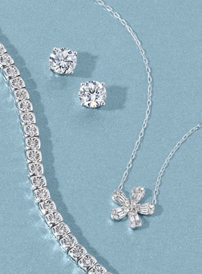 Shop Diamond Jewelry – Timeless Gifts for Mom White gold diamond necklace and matching drop earrings set – classic Mother’s Day jewelry gift